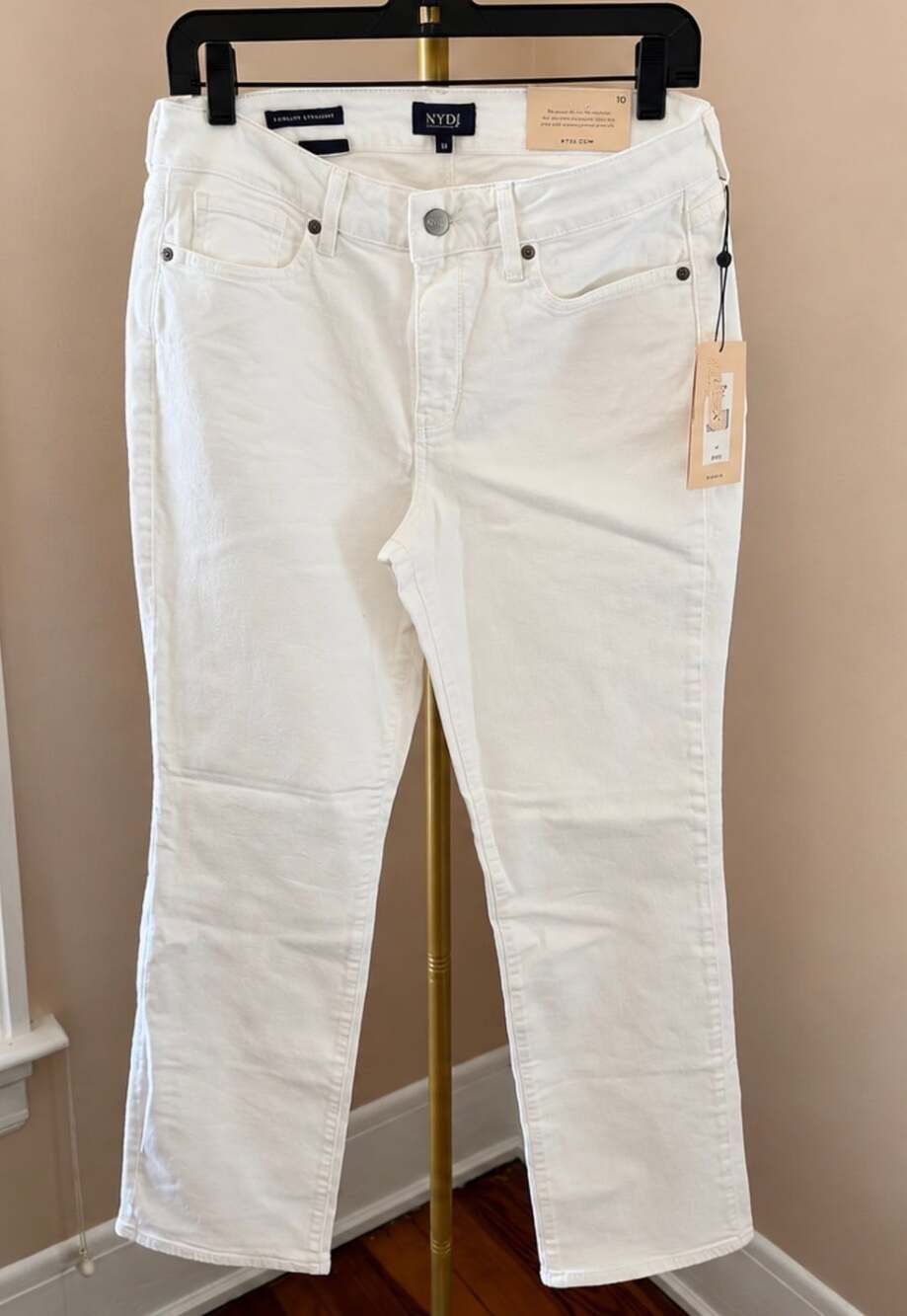 NYDJ Marilyn Straight Jeans Size 10 Optic White